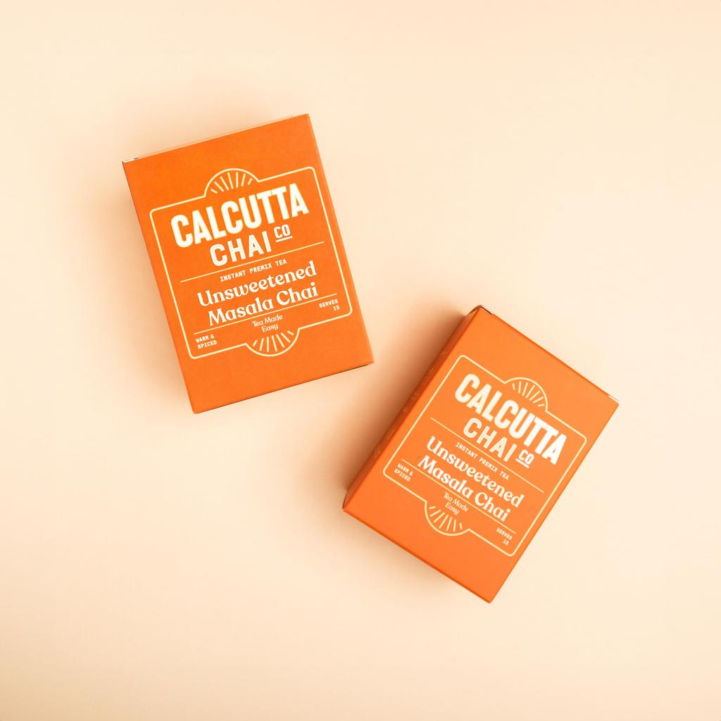 Calcutta Chai Co Unsweetened Masala Chai|Instant Tea Premix|30 Sachets|420 Gram-Pack Of 2|Zero Added Sugar|Made With Assam Tea|Added Natural Spices