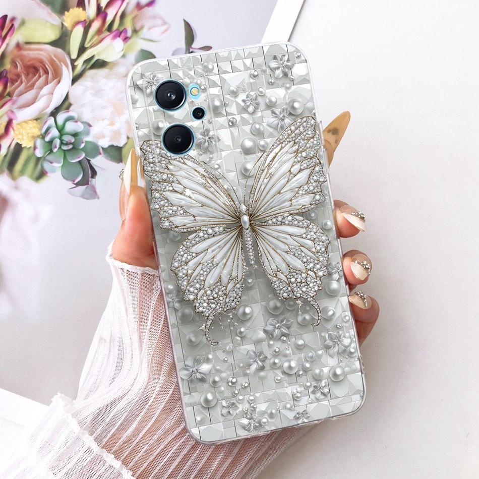 For Realme 9i RMX3491 Cute Flower Butterfly Cat Painted Case For Realme9i 4G Soft Silicone TPU Phone Cases