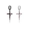 Hoop Gothic Cross Earrings with Thorn Rose Drop, Punk Rock Metal Ear for Men Women, Unisex Vintage Jewelry Gift