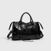 2026 Retro Distressed Suede Motorcycle Crossbody Bag with Rivets - Large Capacity & Soft Texture