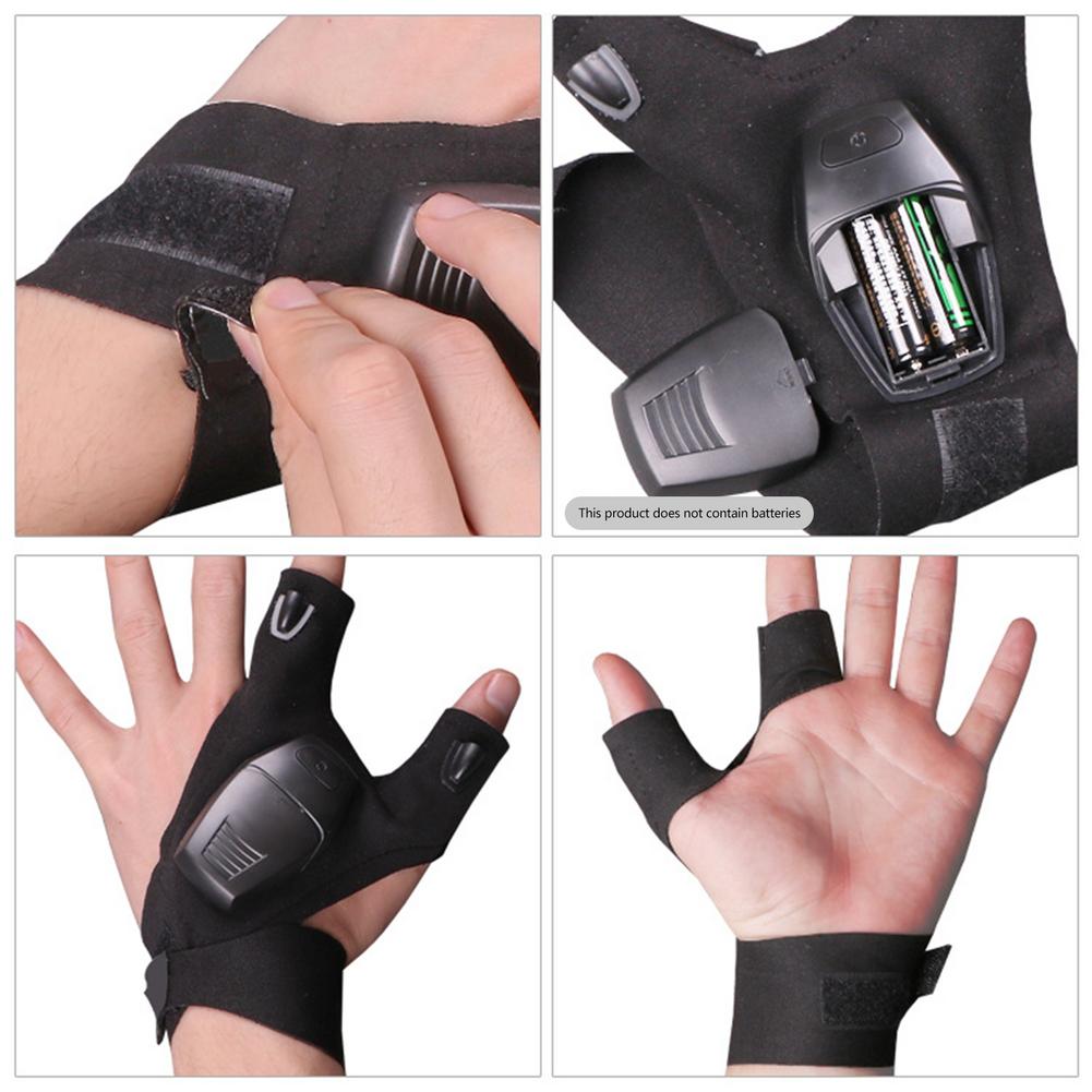 Night Light Waterproof Fishing Gloves with LED Flashlight Rescue Tools Outdoor Gear Cycling Practical Fingerless Gloves