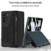 Samsung Z Fold5 Leather Flip Case with Pen Slot - Foldable Screen Protective Cover