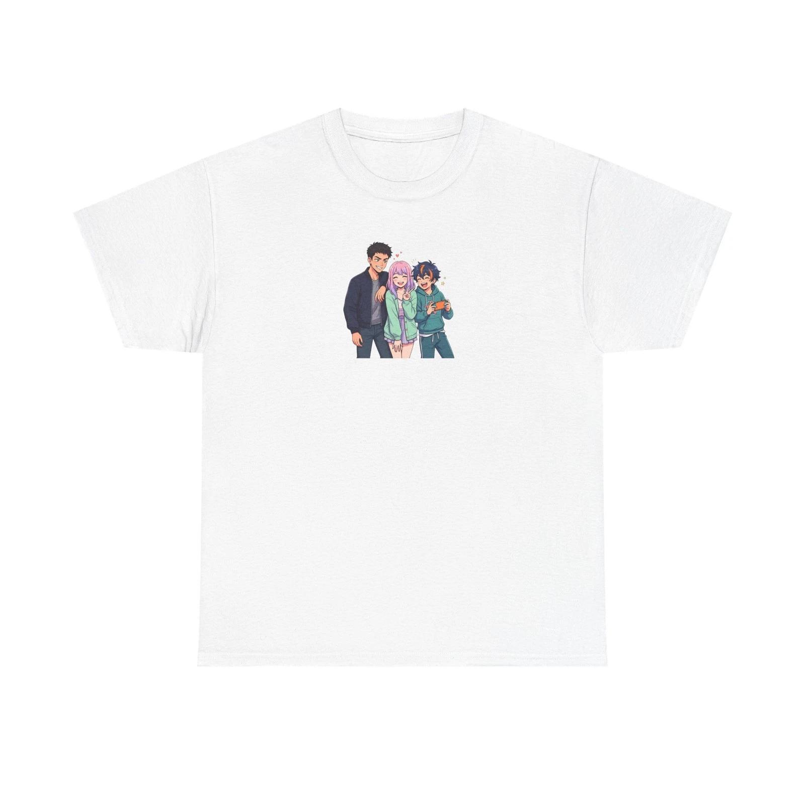 Anime Trio Characters T-Shirt | Group Portrait, Pastel Aesthetic M