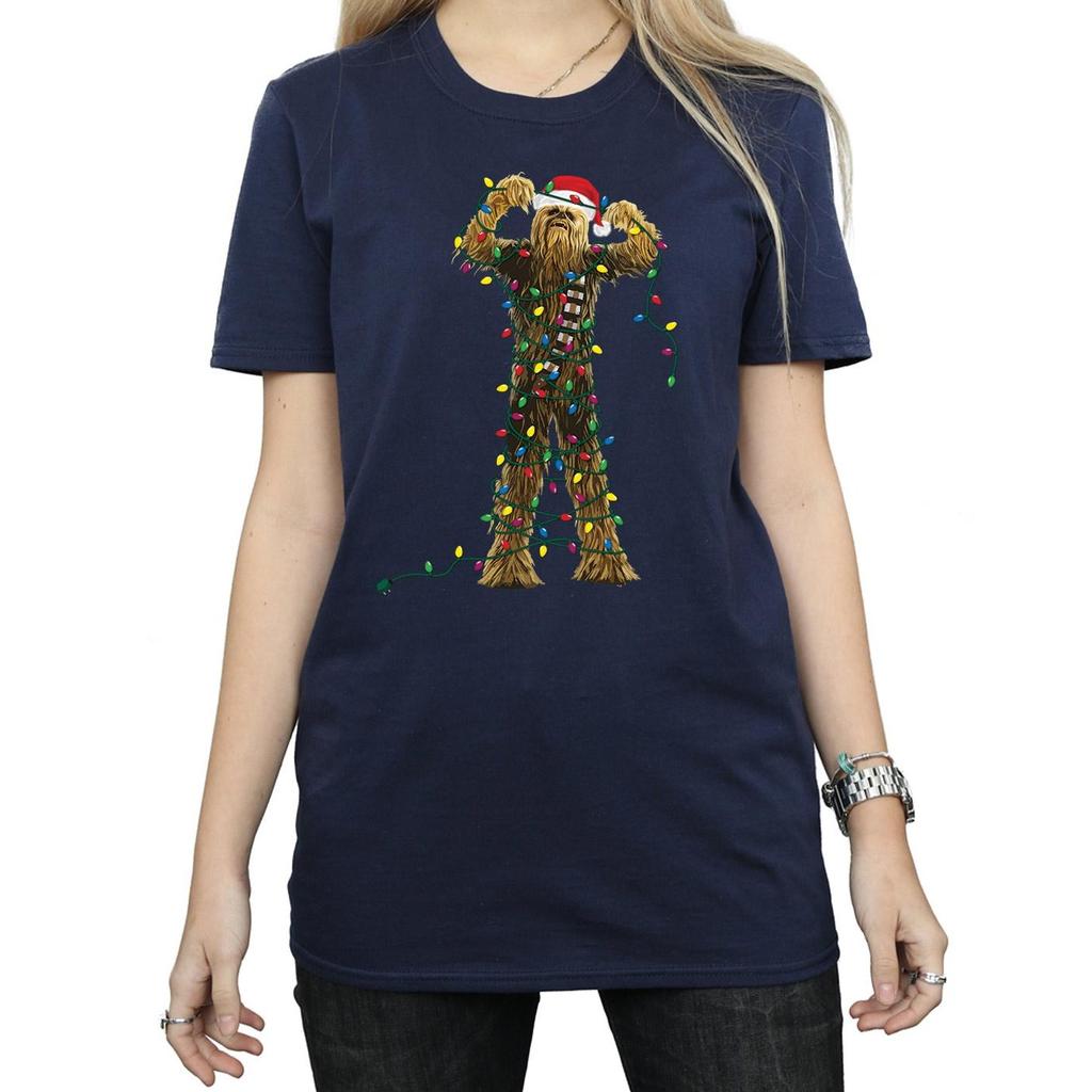 Star Wars Womens/Ladies Chewbacca Christmas Lights Cotton Boyfriend T-Shirt