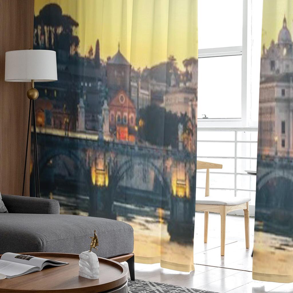 Architektura St Rzeka Luksusowe Szyfonowe Przezroczyste Zasłony do Dekoracji Salonu Sypialni Okna Woale Tiulowa Zasłona