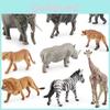 Realistisches Set südafrikanischer Tierfiguren aus PVC: Zebra, Löwe, Hyäne, Nashorn, Büffel, Elefant – ideal als Dekoration für Zuhause und zum Spielen.
