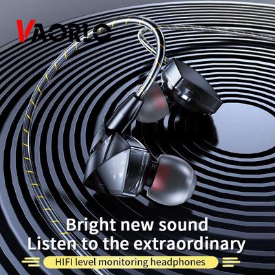 VAORLO 3,5 mm laidinė ausinė į ausis 3,5 mm ausinės HiFi stereo muzika su mikrofonu triukšmo mažinimas, atsparus vandeniui