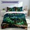 3pcs Custom Name World of Warcraft Bedding Set,Includes 1 Duvet Cover and 2 Pillowcases,All-season Bedroom Decor