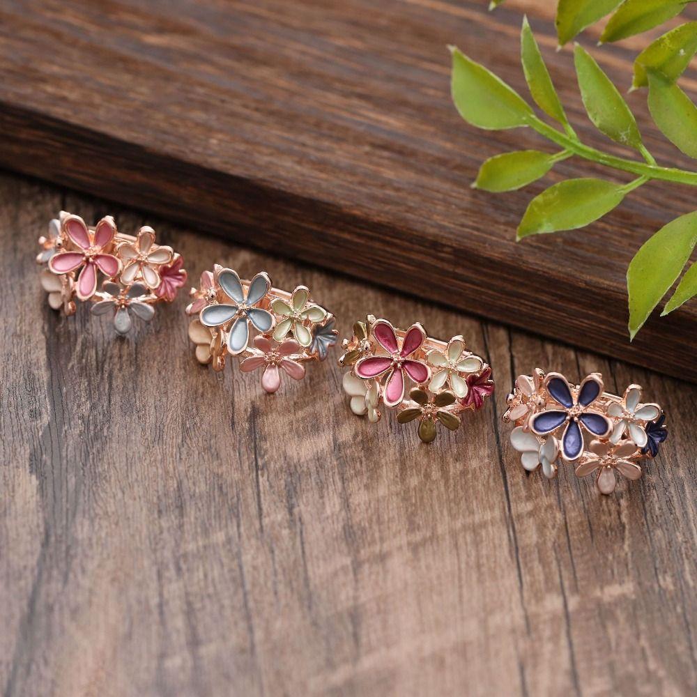 Petal Stretch Ring Painting Oil Opening Ring Creative Flower Ring  Girl