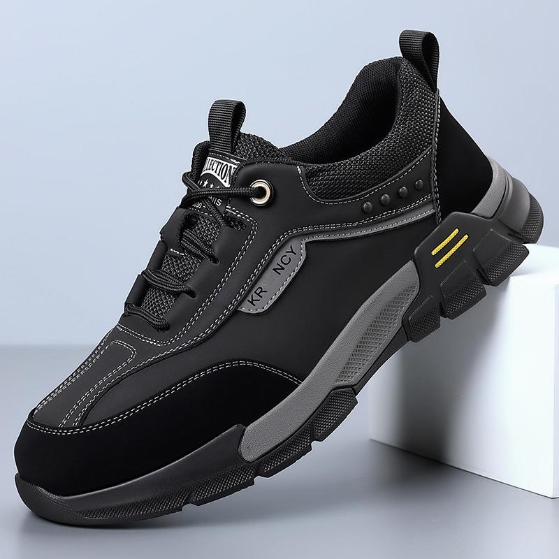 Men Leather Casual Shoes Outdoor Men's Casual Sneakers Male Comfort Lace Up Flats Sneakers Platform Concise Walking Men's Shoes