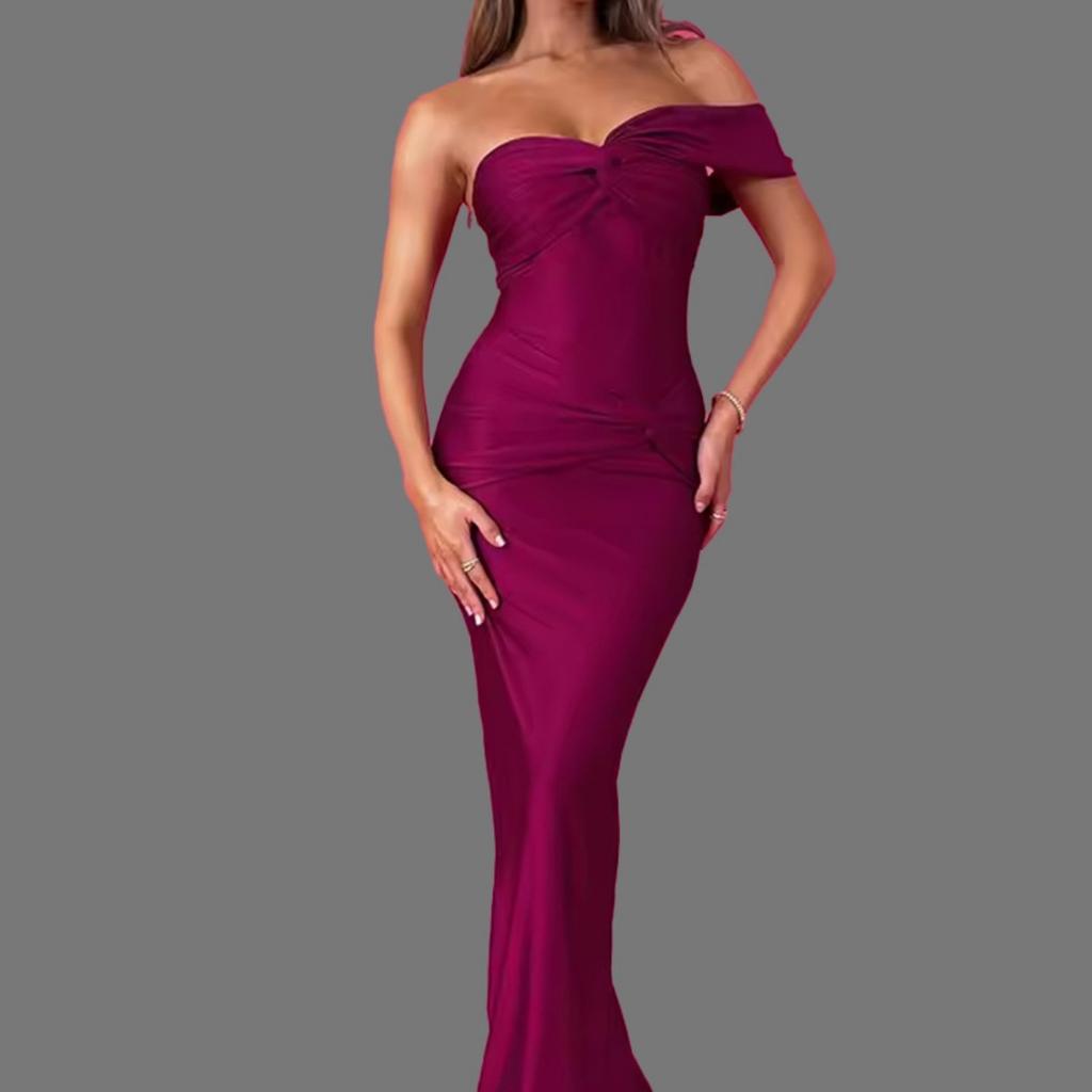 Spring New Arrival Women's Sexy Strapless Solid Color Patchwork Bodycon Slim Fit Hip Wrap Dress for European and American Cross-border Trade
