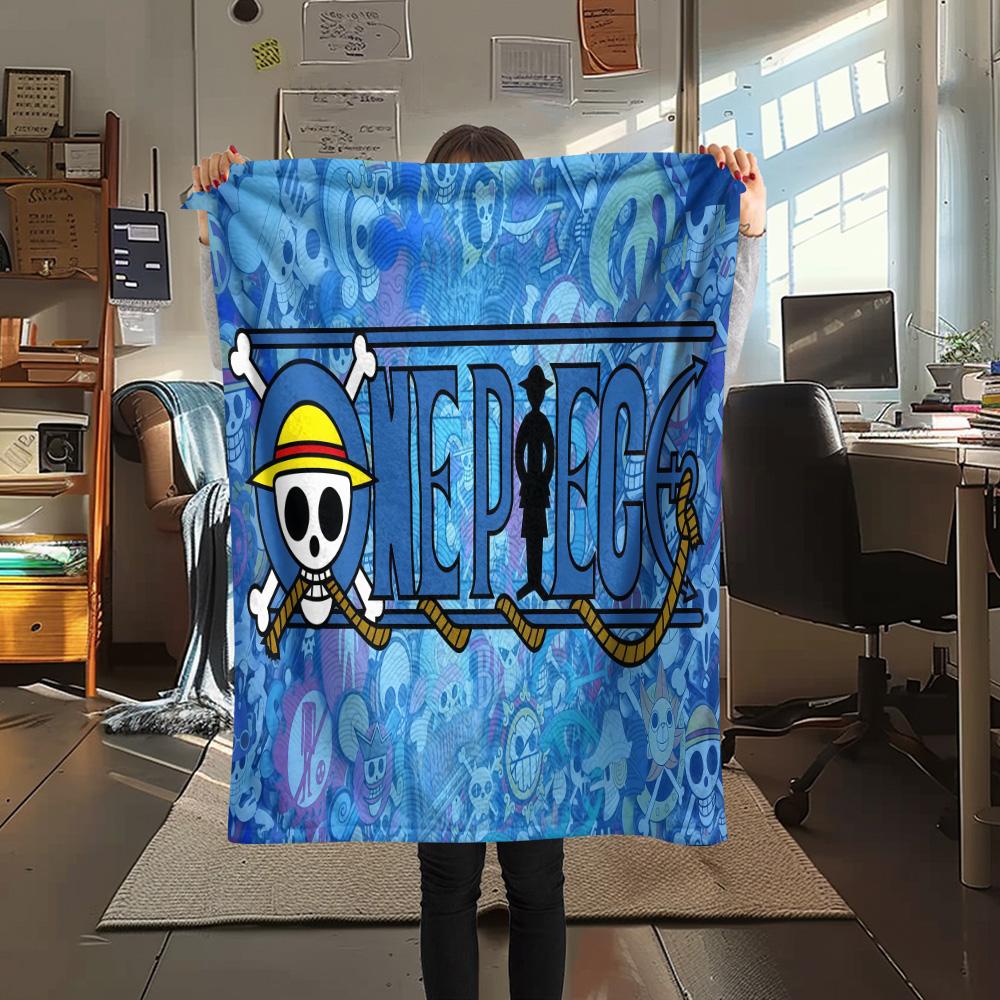 1PC One Piece Straw Hat Pirates Patterned Flannel Blanket Suitable For All Seasons For Home Decor Warmth And Comfort Gifts Holiday Present