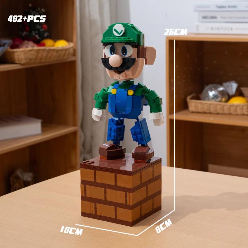 Super Mario Bros Building Blocks Question Mark Yoshi Luigi Star Assembly MOC 3D Model Mario Mini Brick Toy For Christmas Gift