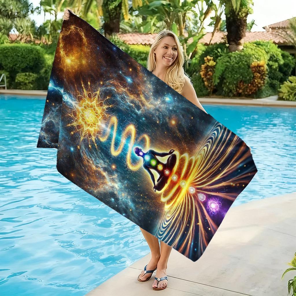 Asciugamano da Spiaggia Yoga Sette Chakra Coltivazione Interiore Asciugatura Rapida Adatto per Yoga in Spiaggia Piscina Palestra Asciugamano Sportivo Asciugamano Senza Sabbia