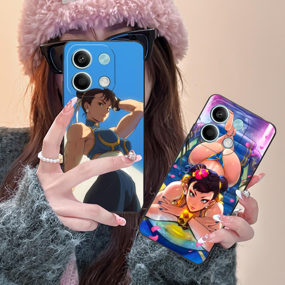 Street Fighter Chunli Phone Case for Xiaomi POCODurable Heavy Duty Case F6 F5 F4 Pro GT 5G Black Cover Pretty Cellphones