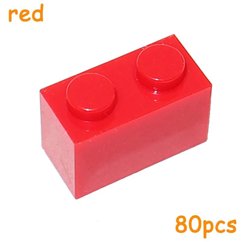 Non-Toxic 80Pcs 3004 3065 1X2 Bricks Dots Thick Moc Assemble Particles 1*2 Building Blocks Diy Educational Creative Toy For Kids