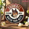 Vintage Squirrel Warning Sign Rustic Metal Plaque Nut Theft Deterrent Bird Feeder Outdoor Wall Decor Wildlife Art