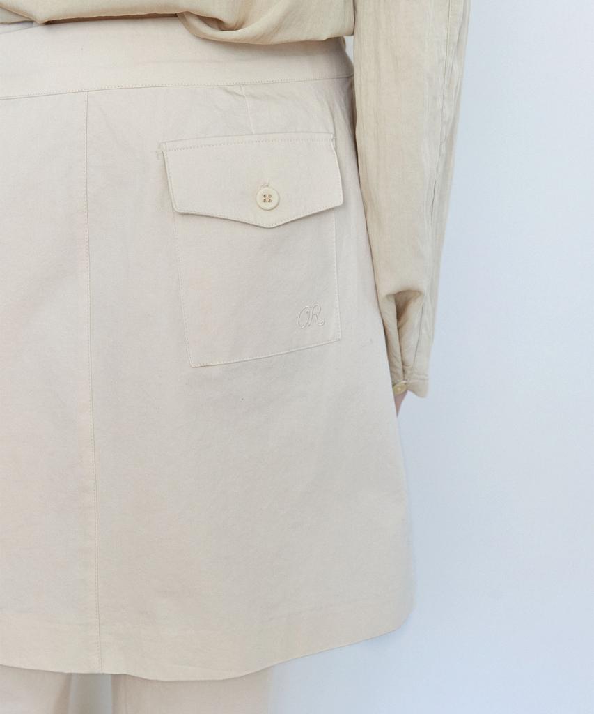 OURO Pleats Skirt Layered Pants [ Cream ]