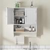 Armoire de toilette - MUVOE - Blanche - 2 étagères réglables - Porte-serviettes mural - MDF durable