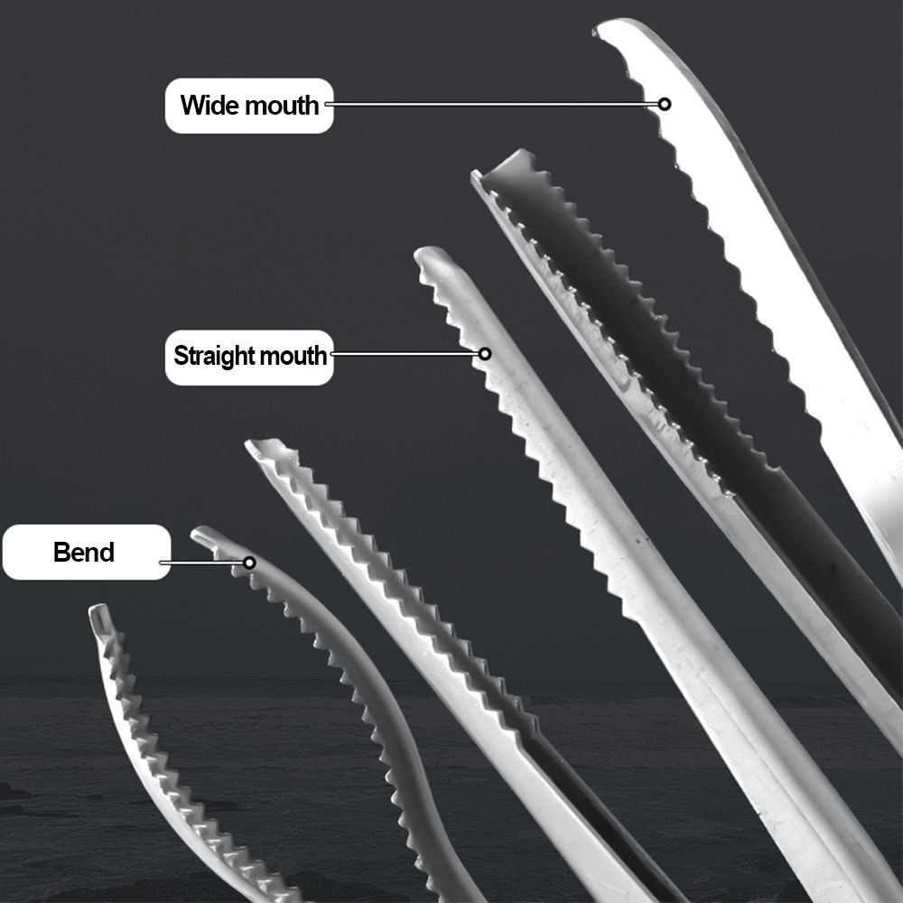 Barbecue Grilling Red Handle Sea Crab Tongs Fishing Catch Tool Tooth Clamp Anti-slip Clip