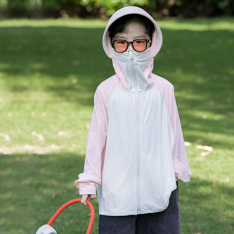 Children's sunscreen clothing 1011 new summer ice silk light boys and girls baby brim removable sunscreen clothing jacket