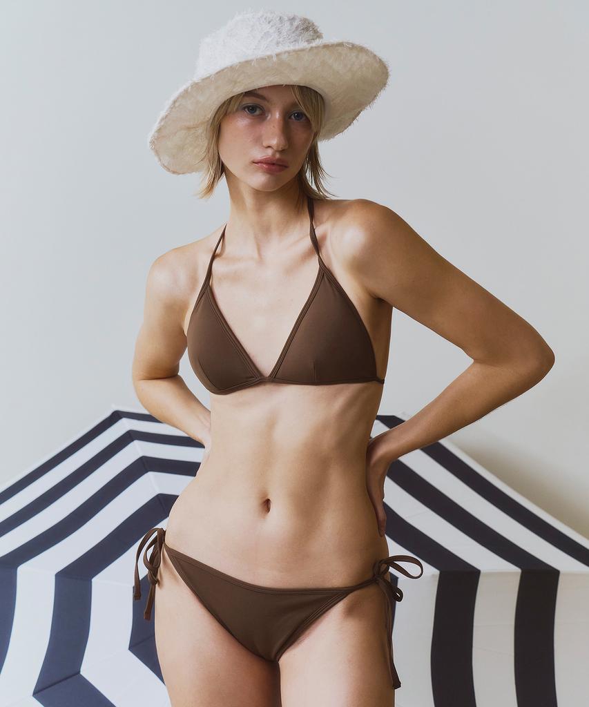 VINAJ Triangle Bikini Panties (Solid/Brown)