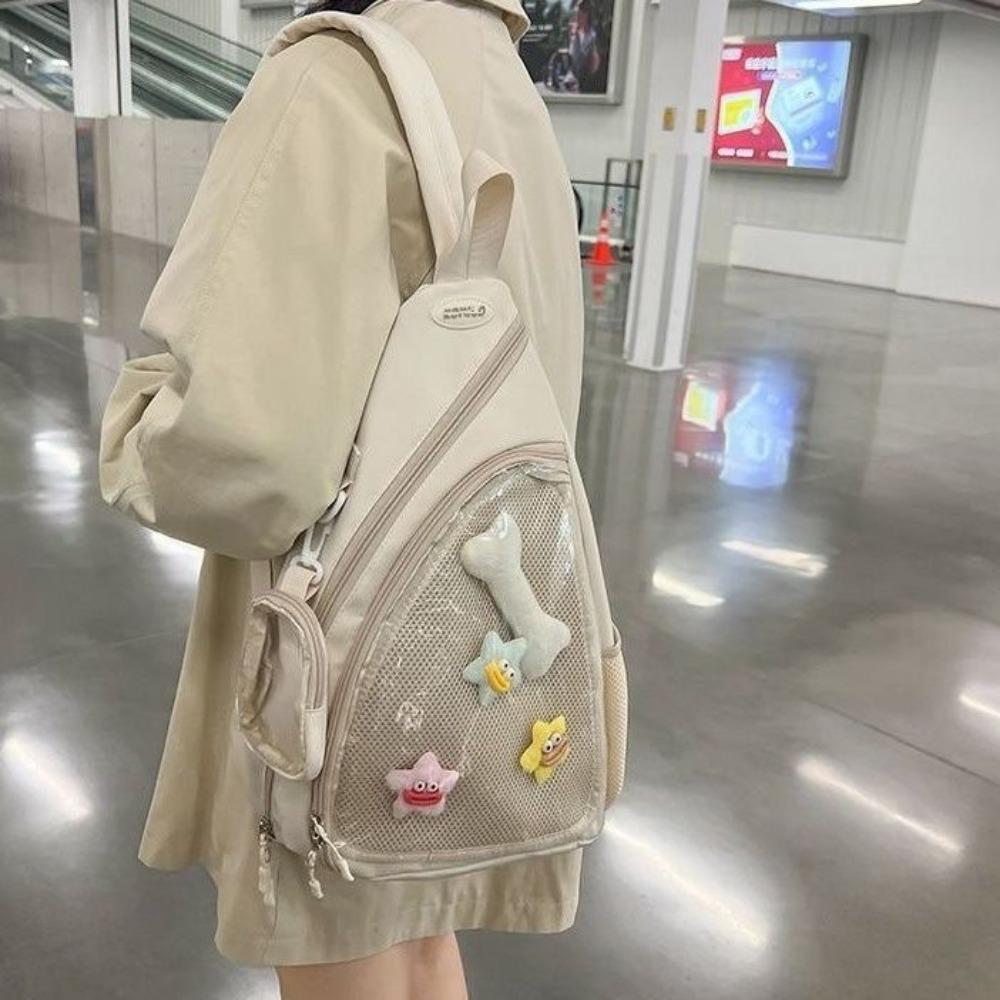 Casual Sports Shoulder Bag Travel Trend Cycling Harajuku Large Capacity Crossbody Bag Cute Girl Student Breast Bag Ita Bag