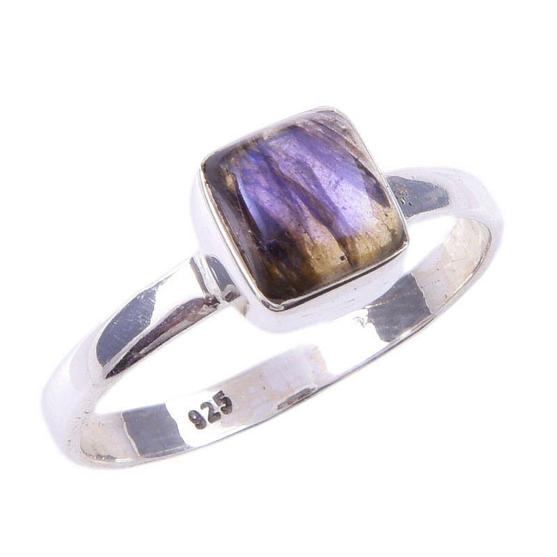Natural Labradorite Gemstone Handmade 925 Solid Sterling Silver Ring Size 9 q4i52