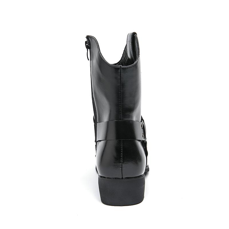 Men’s Western Boots Pointed Toe Casual Retro Dress Zipper Leather Boots Men’s Mid-calf Boots Plus Size