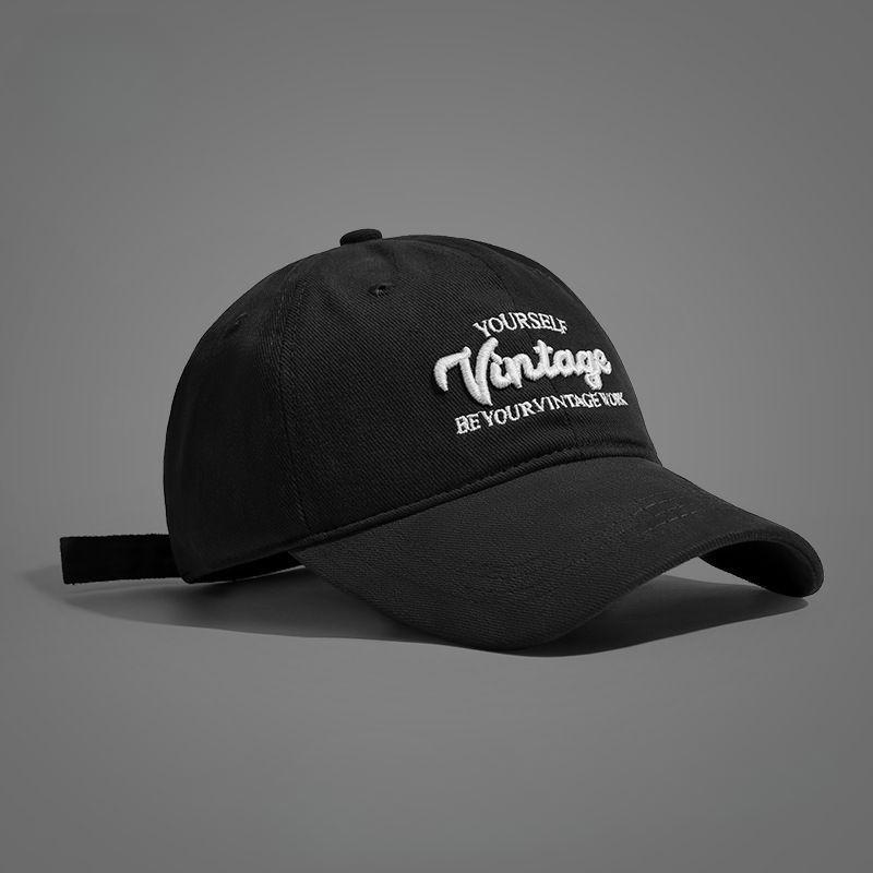 Men's New Korean Baseball Cap with Embroidered Letters Deep Top Widened Brim Duckbill Cap