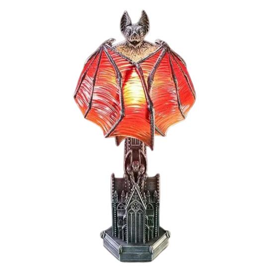 Bat Wings Lamp Gothic Wings of Night Halloween Lamp Vintage Bat Table Lamp with Red Glow Cathedral Base Night Light for Spooky Horror Room Witchy