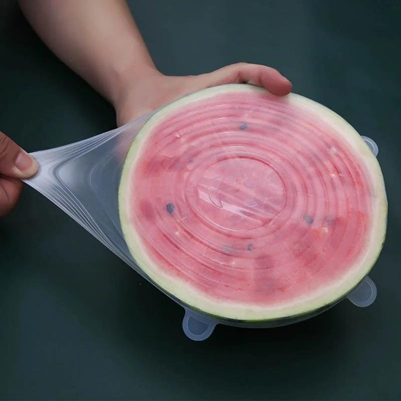 6PCS Silicone Stretch Lids Universal Silicone Food Wrap Bowl Pot Lids Silicone Cover Pan Cooking Kitchen Accessories Supplies