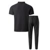 Sommer Kurzarm Revers Waffel Zweiteiler Set mit Knopf Tasche Hemd und Hose