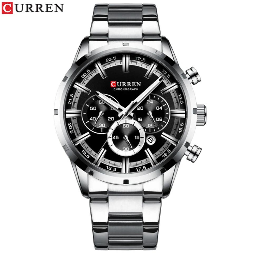 Curren Herrenuhr Blaues Zifferblatt Edelstahlarmband Datum Herren Business Herrenuhren Wasserdicht Luxus Herren Armbanduhren für Herren