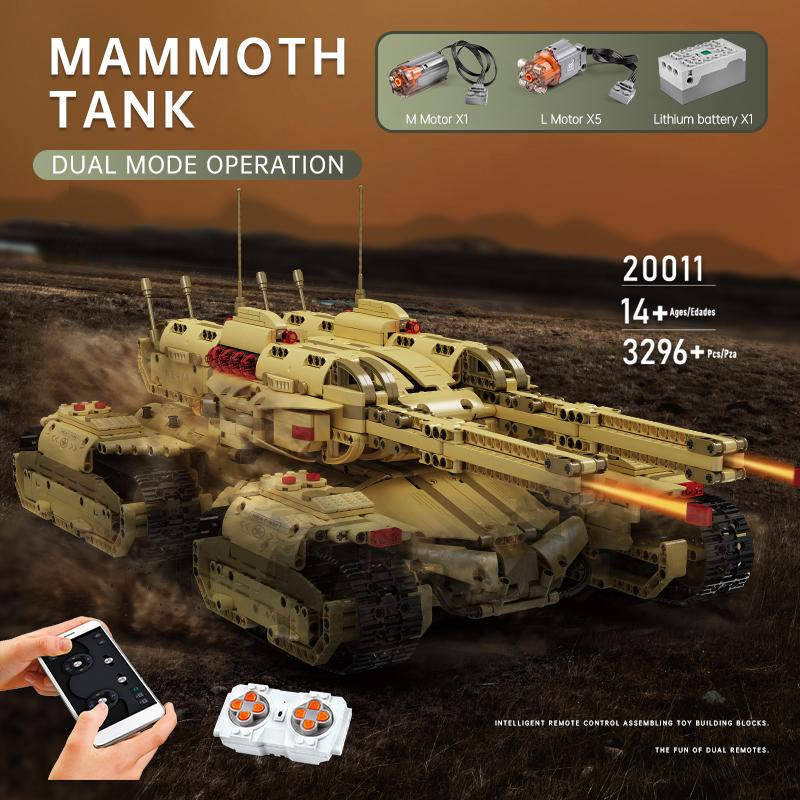 MOULD KING Tekniske byggeleker Motoriserte mammuter Tankmodell Montering Brick Block RC Leker for barn Julegaver