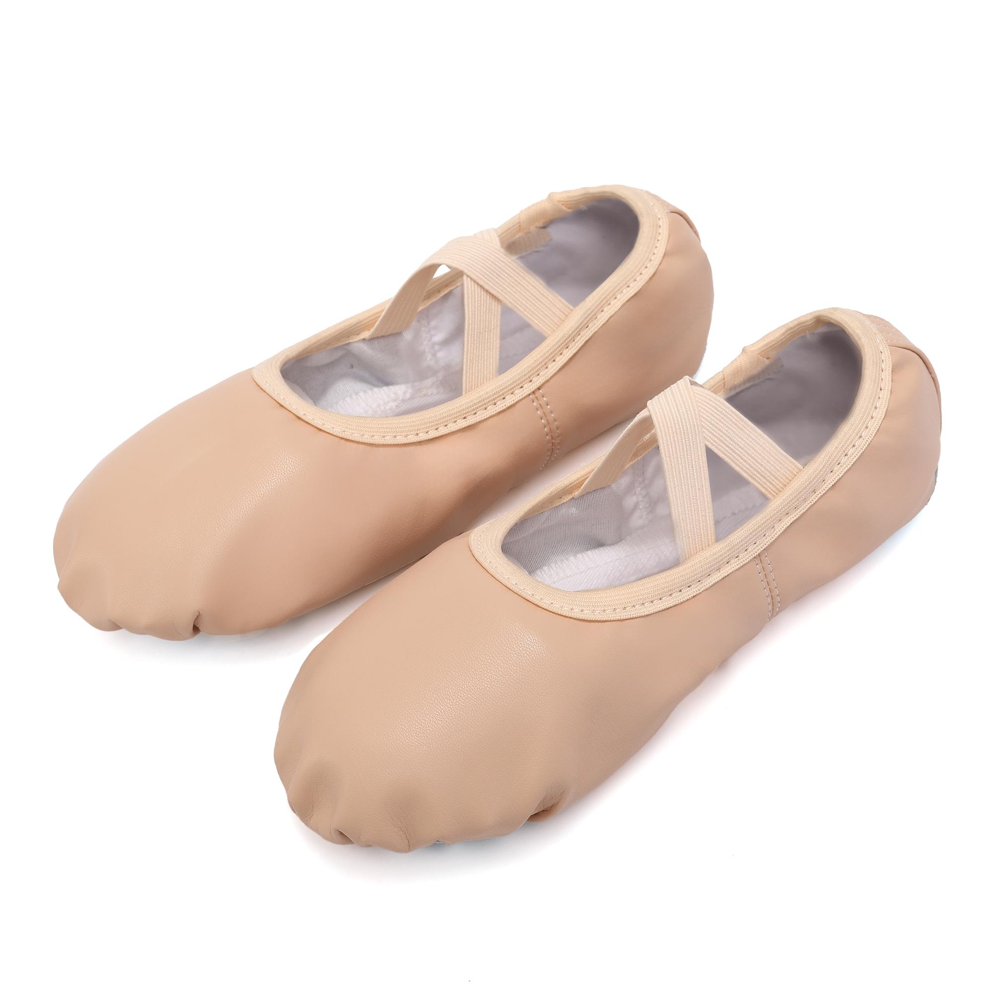 Girls Ballet Dance Shoes leather Dance Split Sole Ballroom Training Shoes Child Adult Ballet Shoes Skin Flat Women Kids 31