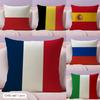 Federa Cuscino Bandiere Nazionali Europee Lino Naturale Tessuto Biologico Stampa Double-Sided Divano Arredamento Casa Federa Regalo