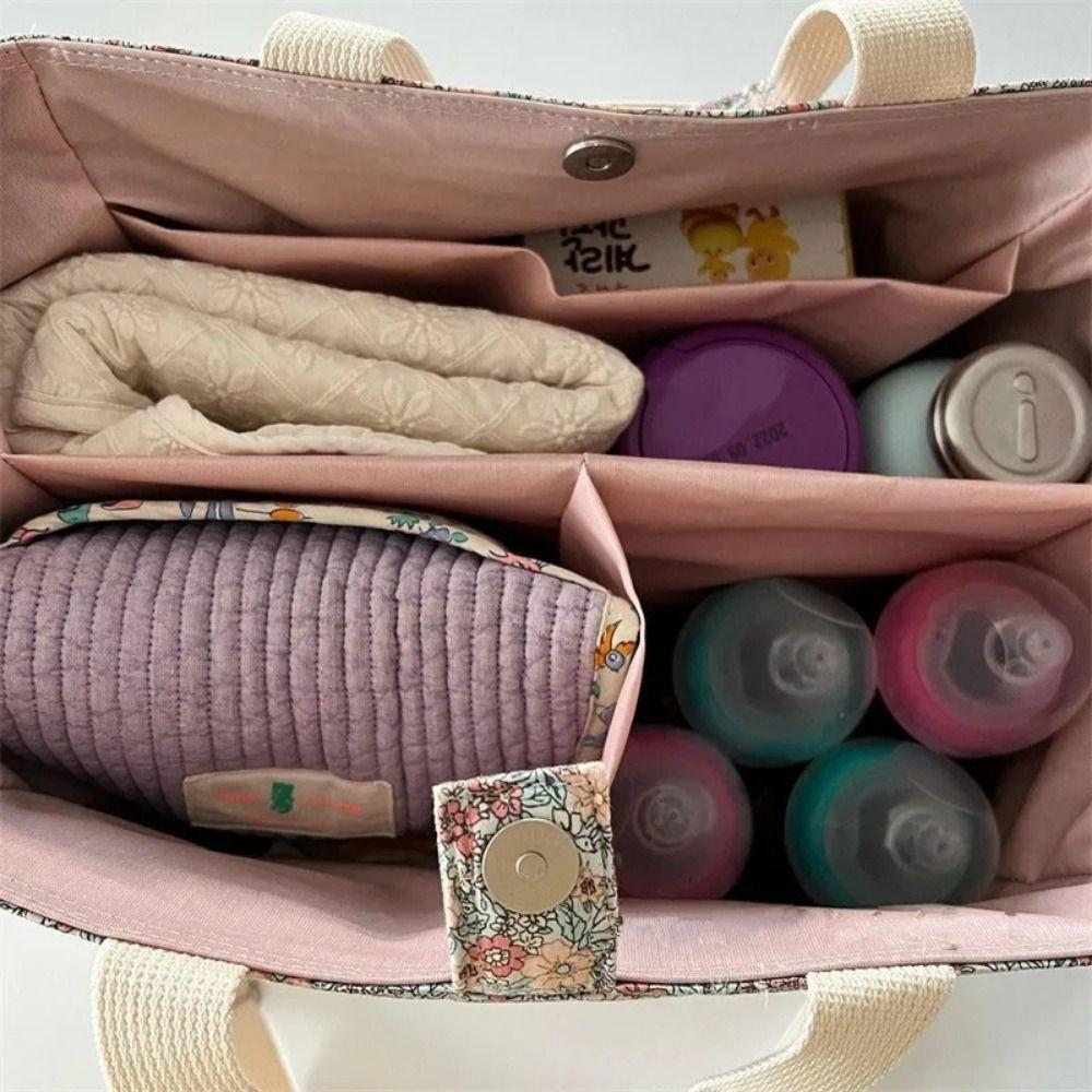 Multifunctional Crossbody Bag Floral Printing Diapers Stroller Bag Portable Storage Bag Women