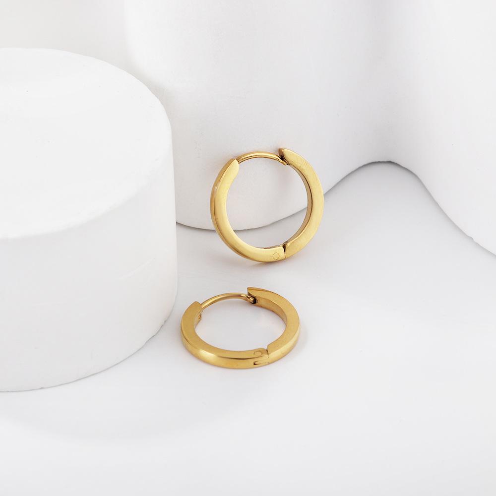 Plain Ring Ear Buckle, Niche Design, Simple Temperament, High-end Earrings, Stainless Steel Earrings.