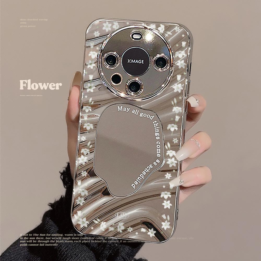 Spiegel Handyhülle für iPhone 16 11 13 14 für 16 Pro 12 13 15 16 Pro Max für Samsung A15 A16 A35 A55 Niedliche Wolke Blume Welpe Galvanisierte Handyhülle