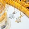 Stainless Steel Chain Cute Zircon Four Leaf Clover Pendant Necklaces for Women Girls Lucky Simple Jewelry Gifts for Friends