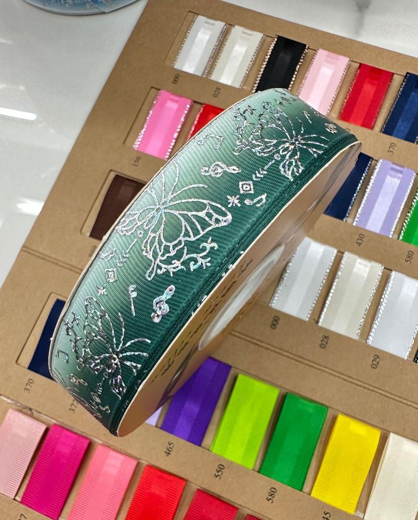 Ruban papillon argenté de 2,5 cm imprimé laser pour décoration de Noël DIY