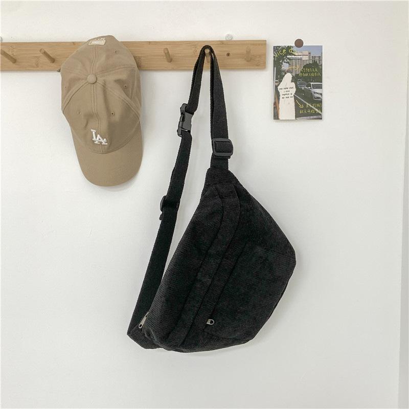 

Trendy brand college student fanny pack, men s and women s fashion lazy breast bag, large-capacity casual strip velvet shoulder messenger bag. one size fits all чёрный