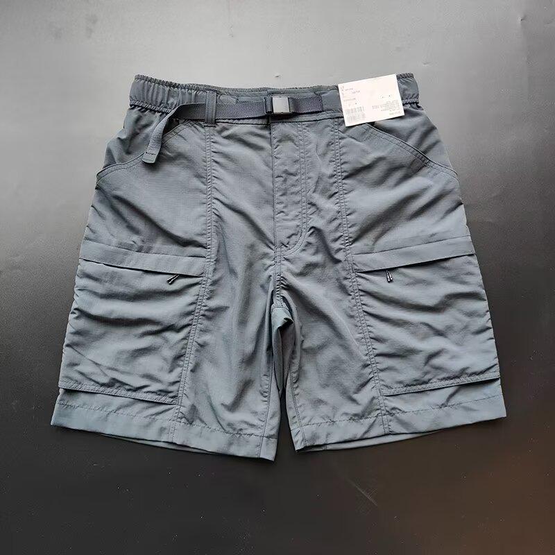 

Trendy Solid Color Quick-Dry Zipper Cargo Shorts - Elastic Waist, Loose Fit, Mid-Length for Men & Women, Perfect for Summer Outdoors. Extra Large темно-сірий