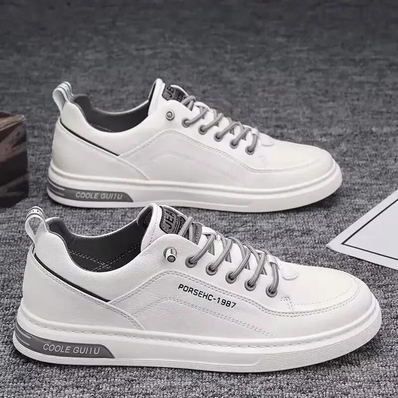 

2025 New Trendy Versatile Cloth Shoes Men s Spring New Breathable White Shoes Men s Sports and Leisure Board Shoes Trendy Shoes 44 білий