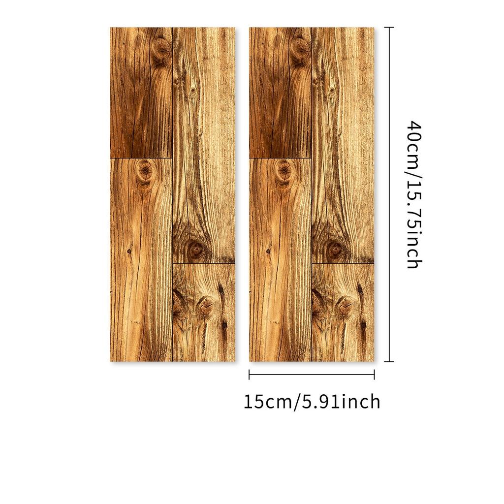 2Pcs 40X15cm PVC Wood Grain Wall Self-Adhesive Sticker Waterproof Living Room Bedroom Wall Decoration Floor Stickers