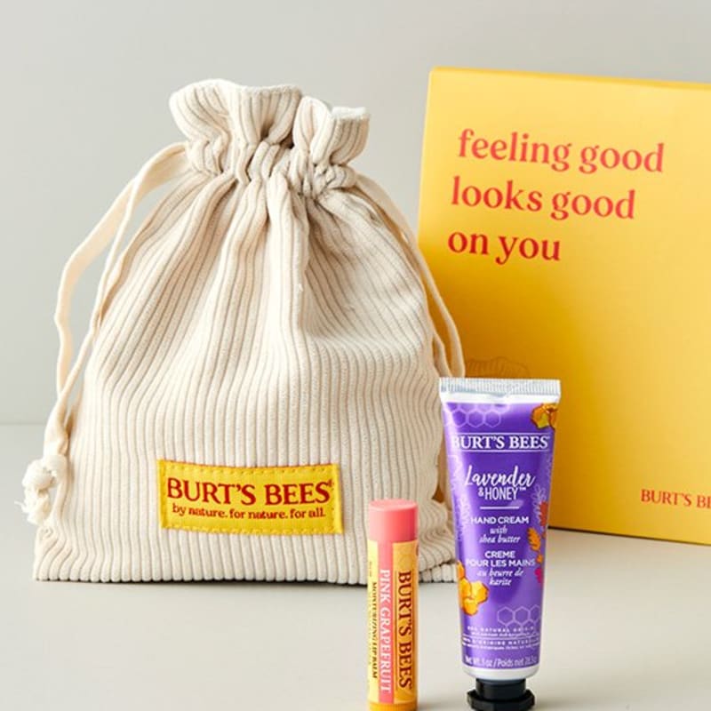 Burt's Bees Lavender & Honey Hand Cream + Lip Balm + Pouch + Gift Bag Gift Set