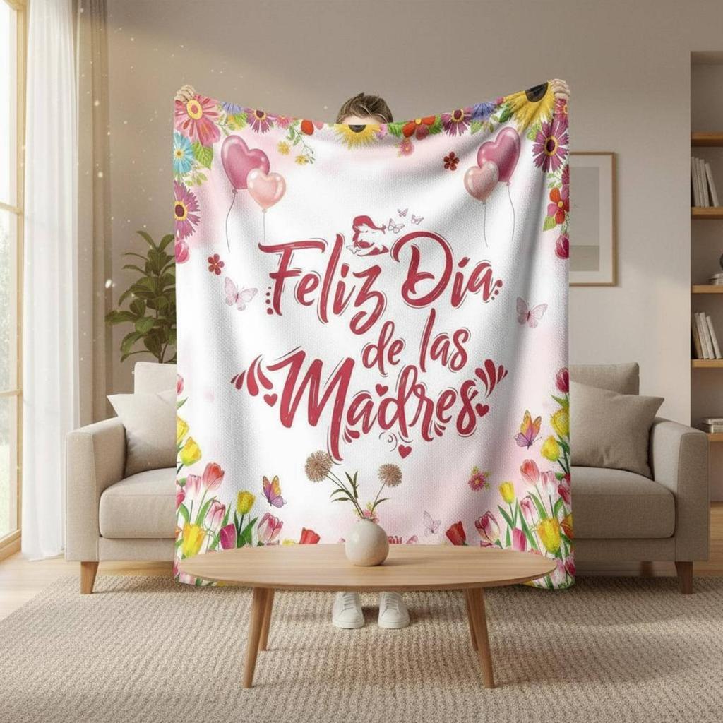 Mother's Day Blanket Machine Easy-Care Mother's Day Throw Blanket Printed Text Throw Anti-Pilling Colorfast Resistant for Mom
