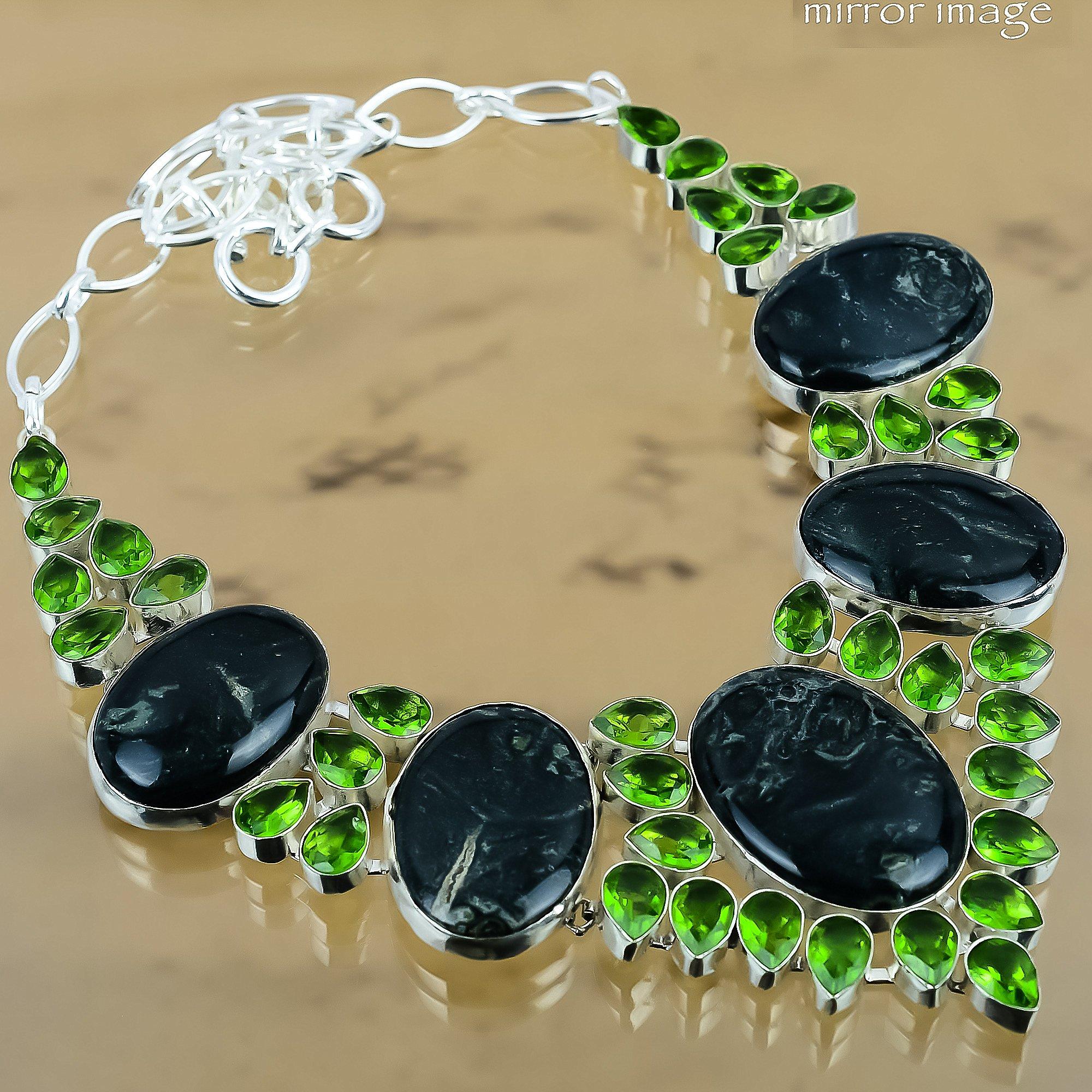 

Natural Kambaba Jasper Gemstone 925 Silver Chain Adjustable Necklace For Women Adjustable