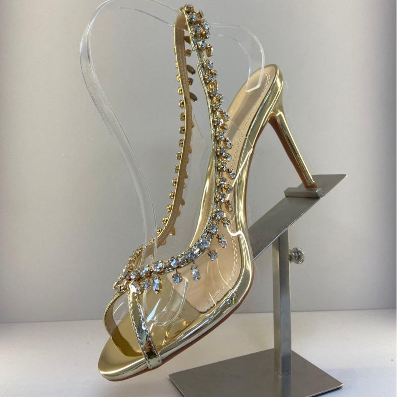 Fashion Fashion Women's High Heels Sandals PVC Transparent Sandals Sexy Pointed Toes Party Nightclub Sandals for Women Rhinestones Pumps